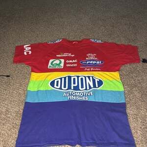 Vintage NASCAR 90s Jeff Gordon DuPont Rainbow Stripe Crewneck T-shirt